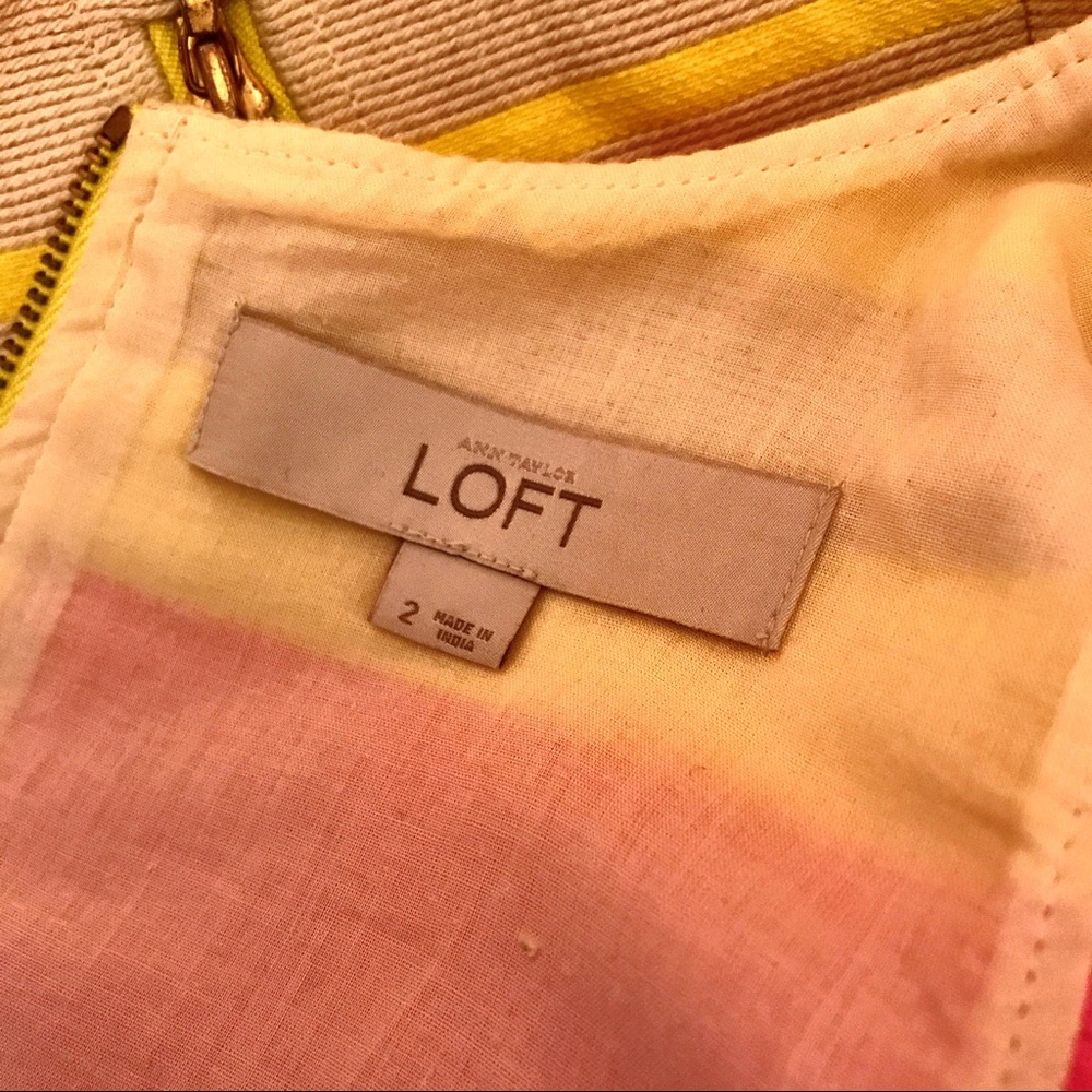 LOFT Sleeveless Stripe Shift Dress in Pink and Yellow - Picture 6 of 7